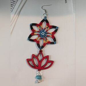 Hand Painted Native Starburst Statement Earrings